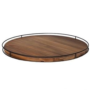 Hearth & Hand Wooden 18” Lazy Susan with Metal Trim